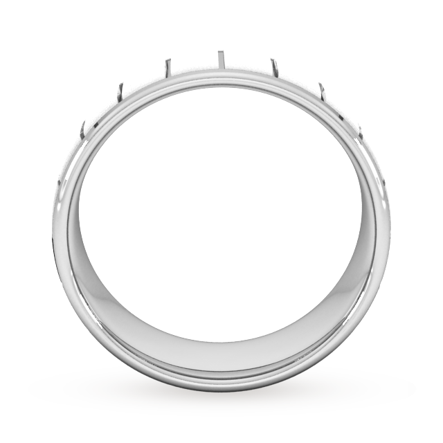Goldsmiths 8mm Slight Court Extra Heavy Vertical Lines Wedding Ring In 9 Carat White Gold - Ring Size X