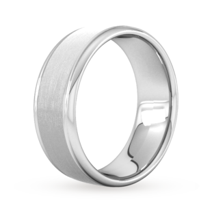 Goldsmiths 8mm Slight Court Extra Heavy Matt Centre With Grooves Wedding Ring In Platinum