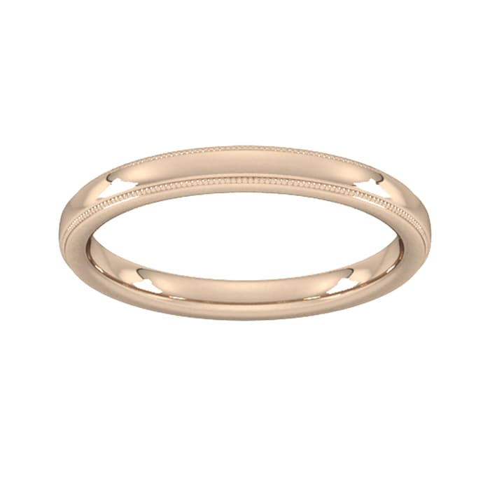 Goldsmiths 2.5mm Slight Court Standard Milgrain Edge Wedding Ring In 9 Carat Rose Gold