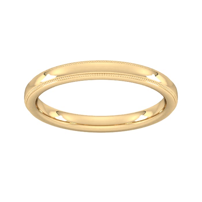 Goldsmiths 2.5mm Slight Court Standard Milgrain Edge Wedding Ring In 18 Carat Yellow Gold - Ring Size K