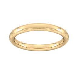 08306004 - 2.5mm Slight Court Standard Milgrain Edge Wedding Ring In 18 Carat Yellow Gold