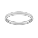 Goldsmiths 2.5mm Slight Court Standard Matt Centre With Grooves Wedding Ring In 18 Carat White Gold - Ring Size O