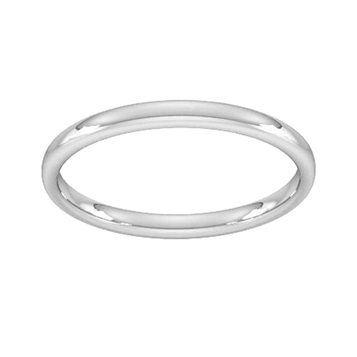 Goldsmiths 2mm Slight Court Standard Wedding Ring In Sterling Silver - Ring Size I.5