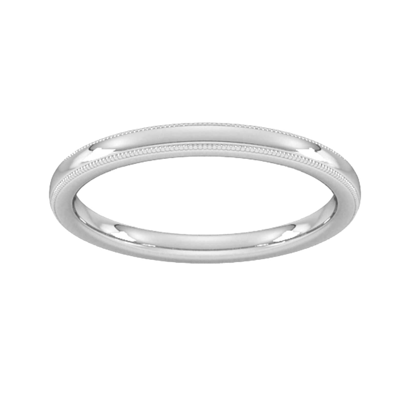 Goldsmiths 2mm Slight Court Standard Milgrain Edge Wedding Ring In 9 Carat White Gold
