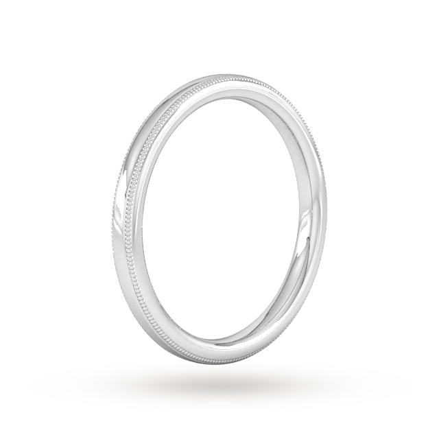 Goldsmiths 2mm Slight Court Standard Milgrain Edge Wedding Ring In 9 Carat White Gold - Ring Size L