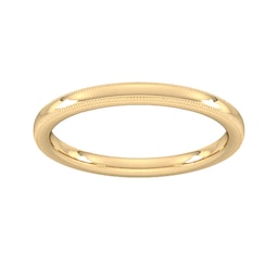 08306038 - 2mm Slight Court Standard Milgrain Edge Wedding Ring In 18 Carat Yellow Gold