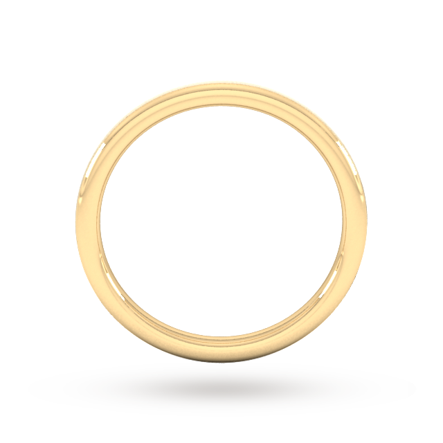 Goldsmiths 2mm Slight Court Standard Matt Centre With Grooves Wedding Ring In 9 Carat Yellow Gold - Ring Size P