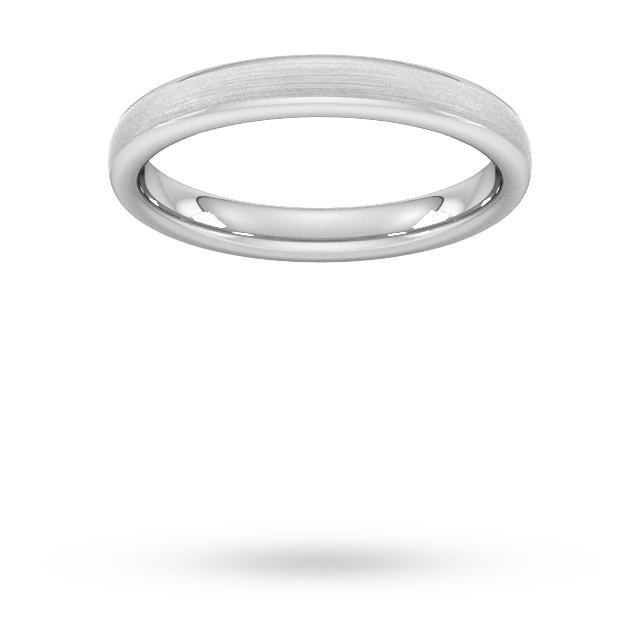 Goldsmiths 3mm Slight Court Standard Matt Finished Wedding Ring In 18 Carat White Gold Goldsmiths 3mm Slight Court Standard Matt Finished Wedding Ring In 18 Carat White Gold