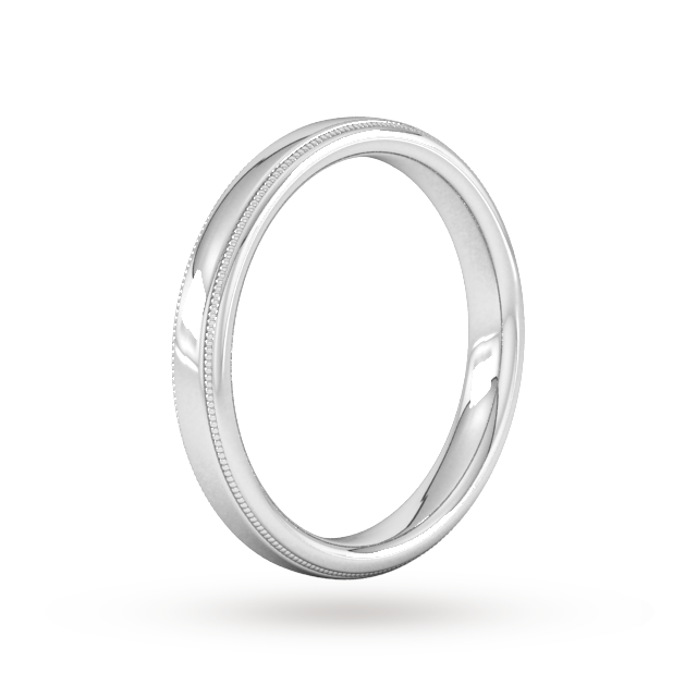 Goldsmiths 3mm Slight Court Standard Milgrain Edge Wedding Ring In 9 Carat White Gold - Ring Size K