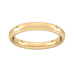 08306070 - 3mm Slight Court Standard Milgrain Edge Wedding Ring In 9 Carat Yellow Gold