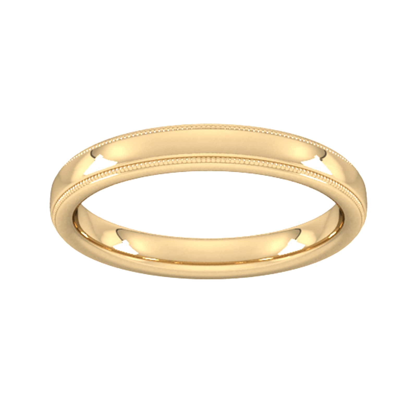 3mm Slight Court Standard Milgrain Edge Wedding Ring In 18 Carat Yellow Gold - Ring Size Q