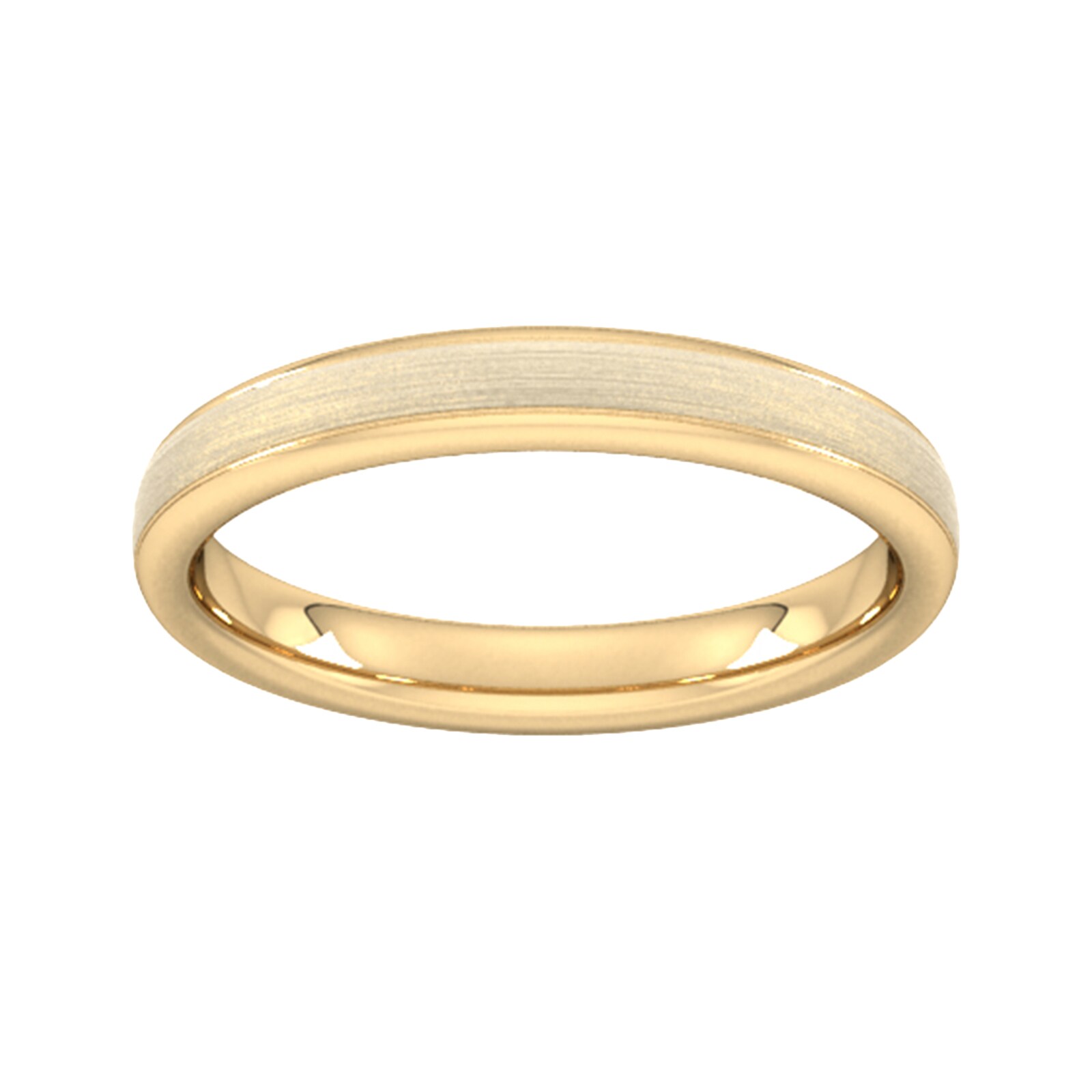 Goldsmiths 3mm Slight Court Standard Matt Centre With Grooves Wedding Ring In 9 Carat Yellow Gold