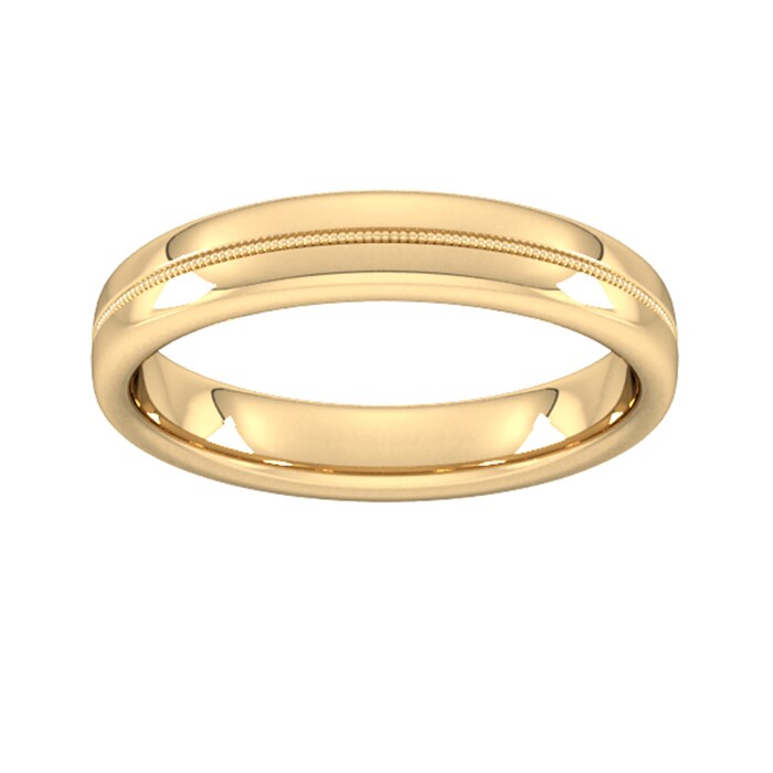 Goldsmiths 4mm Slight Court Standard Milgrain Centre Wedding Ring In 9 Carat Yellow Gold