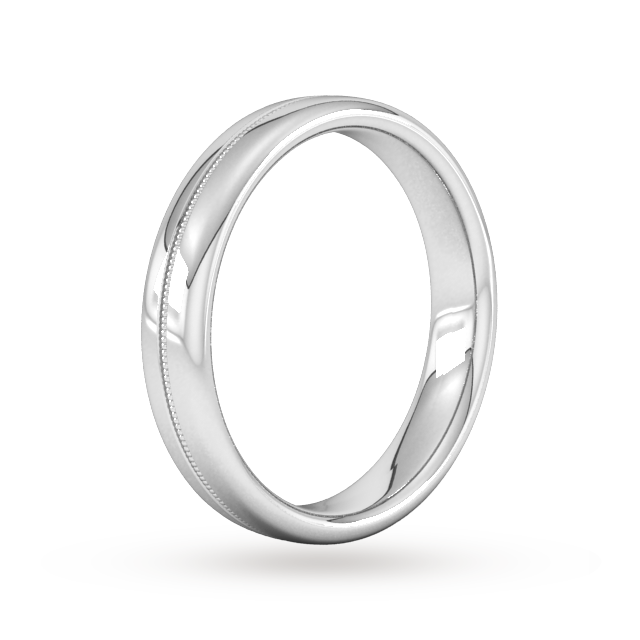 Goldsmiths 4mm Slight Court Standard Milgrain Centre Wedding Ring In 18 Carat White Gold