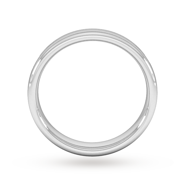 Goldsmiths 4mm Slight Court Standard Milgrain Centre Wedding Ring In 18 Carat White Gold - Ring Size P