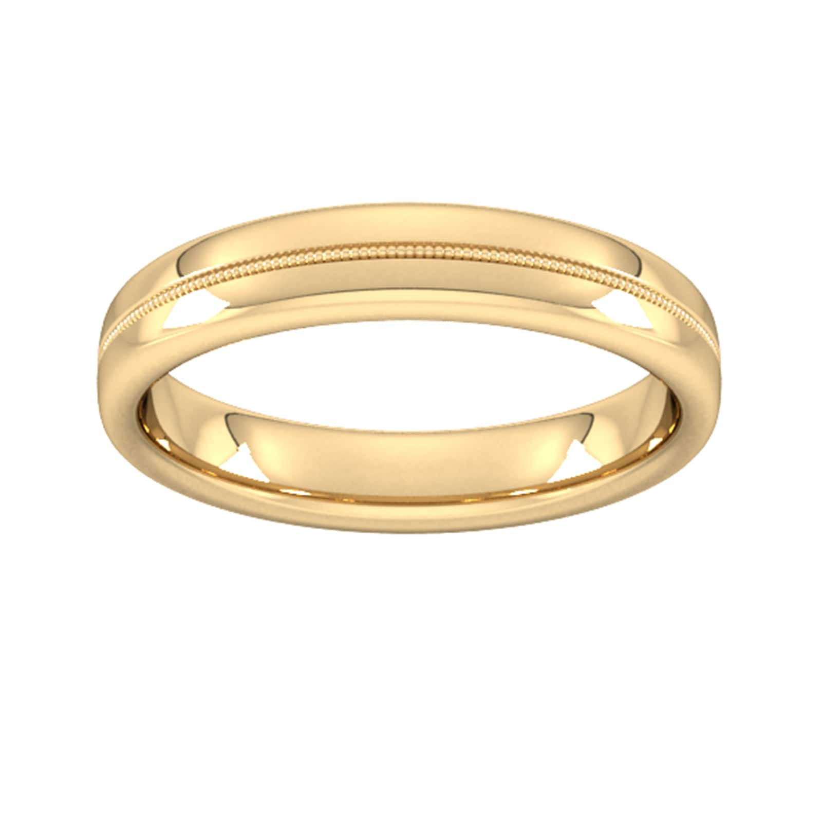 4mm Slight Court Standard Milgrain Centre Wedding Ring In 18 Carat Yellow Gold - Ring Size L