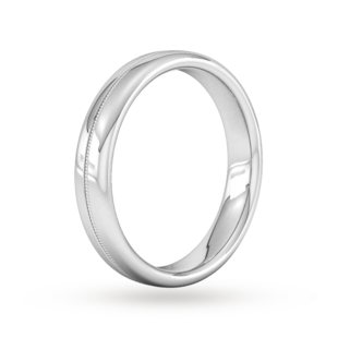 Goldsmiths 4mm Slight Court Standard Milgrain Centre Wedding Ring In Platinum