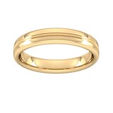 Goldsmiths 4mm Slight Court Standard Grooved Polished Finish Wedding Ring In 18 Carat Yellow Gold - Ring Size T