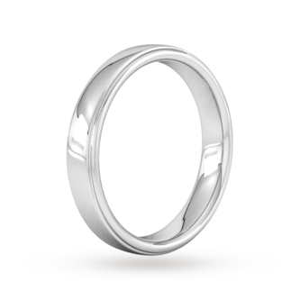 Goldsmiths 4mm Slight Court Standard Polished Finish With Grooves Wedding Ring In 18 Carat White Gold