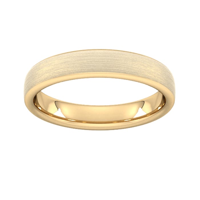 Goldsmiths 4mm Slight Court Standard Matt Finished Wedding Ring In 9 Carat Yellow Gold - Ring Size P