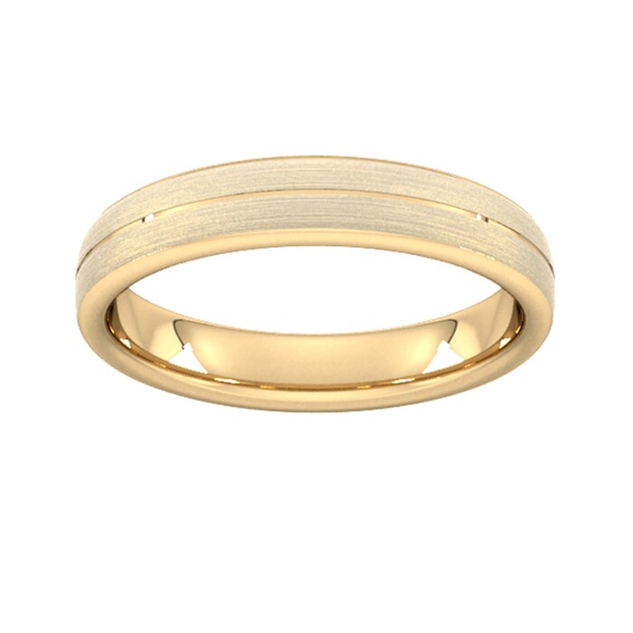 Goldsmiths 4mm Slight Court Standard Centre Groove With Chamfered Edge Wedding Ring In 18 Carat Yellow Gold