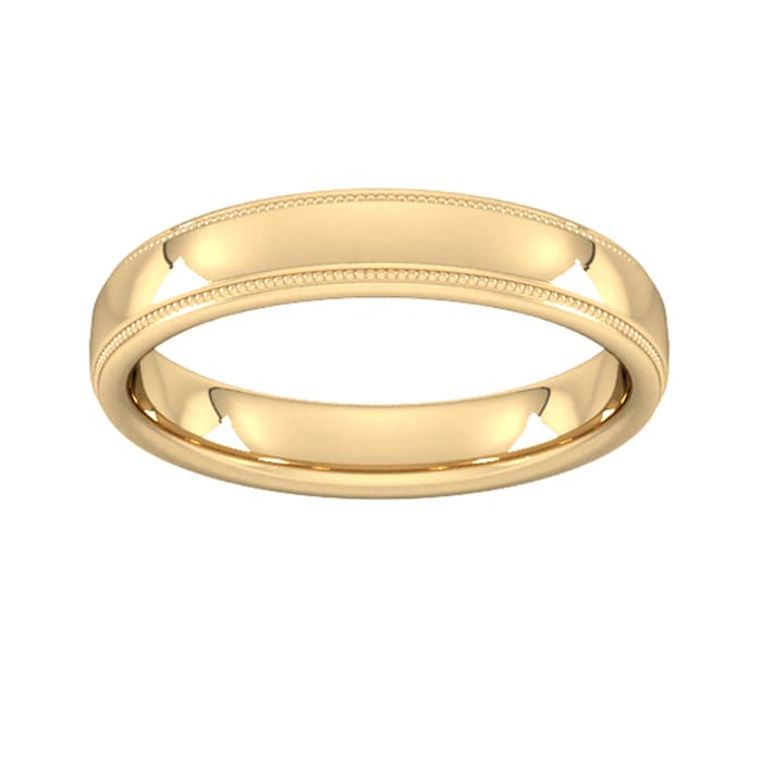 Goldsmiths 4mm Slight Court Standard Milgrain Edge Wedding Ring In 9 Carat Yellow Gold