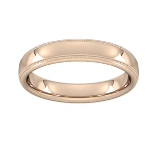 Best Luxury 
4mm Slight Court Standard Milgrain Edge Wedding Ring In 9 Carat Rose Gold