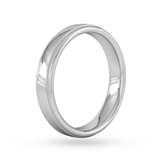 Goldsmiths 4mm Slight Court Standard Milgrain Edge Wedding Ring In 950 Palladium