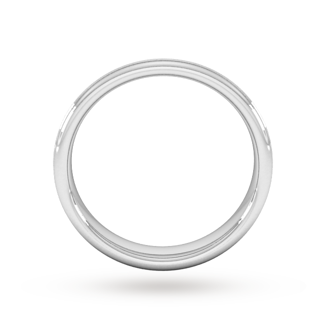 Goldsmiths 4mm Slight Court Standard Matt Centre With Grooves Wedding Ring In 9 Carat White Gold - Ring Size P