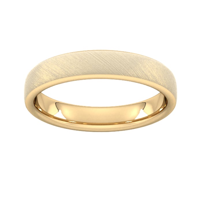Goldsmiths 4mm Slight Court Standard Diagonal Matt Finish Wedding Ring In 9 Carat Yellow Gold - Ring Size R