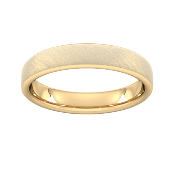 Goldsmiths 4mm Slight Court Standard Diagonal Matt Finish Wedding Ring In 9 Carat Yellow Gold - Ring Size P