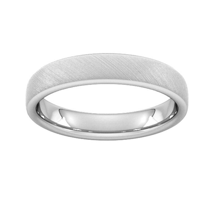 Goldsmiths 4mm Slight Court Standard Diagonal Matt Finish Wedding Ring In 18 Carat White Gold - Ring Size P