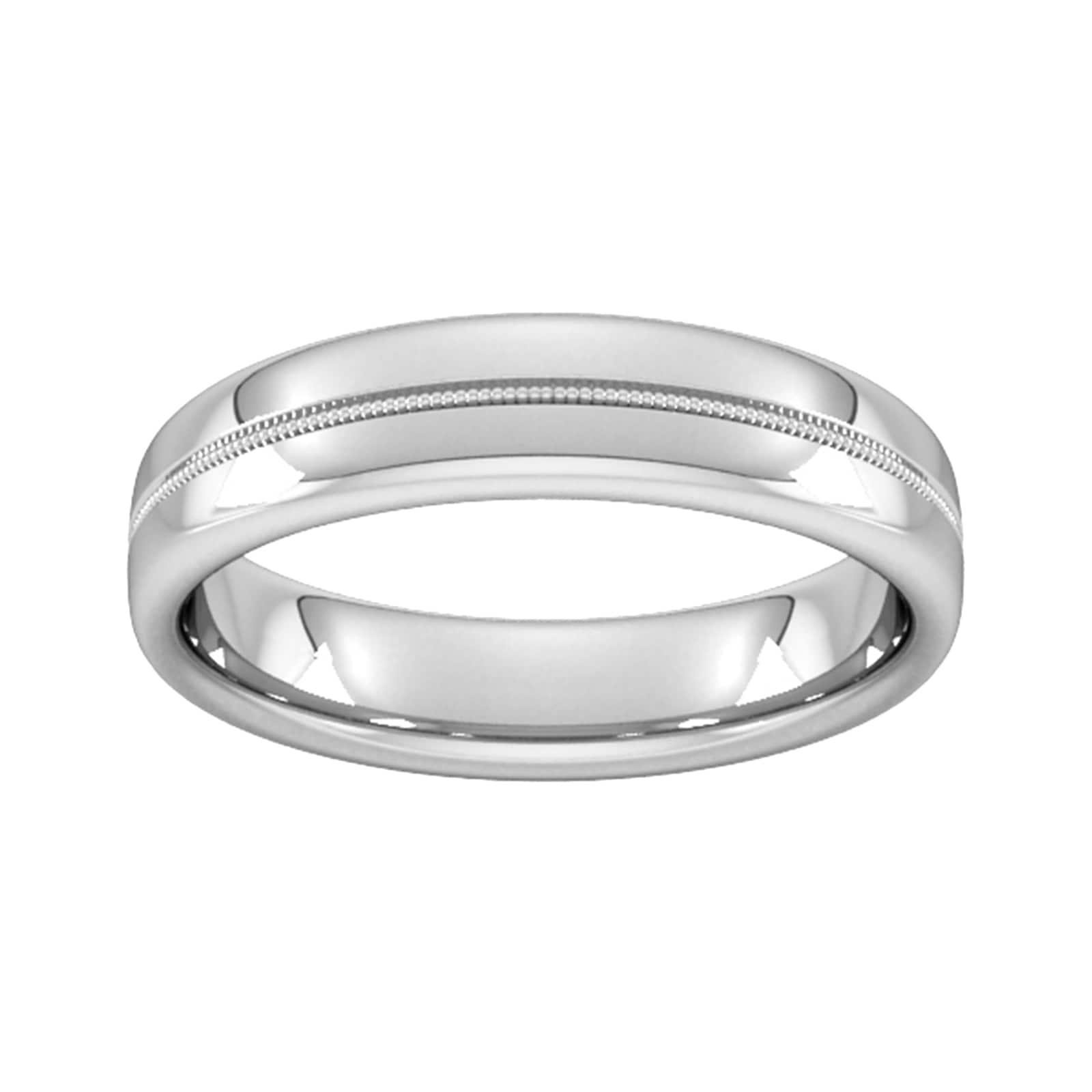5mm Slight Court Standard Milgrain Centre Wedding Ring In 9 Carat White Gold - Ring Size R