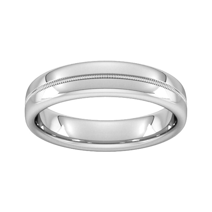 Goldsmiths 5mm Slight Court Standard Milgrain Centre Wedding Ring In 9 Carat White Gold