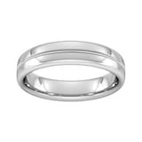 Goldsmiths 5mm Slight Court Standard Milgrain Centre Wedding Ring In 9 Carat White Gold