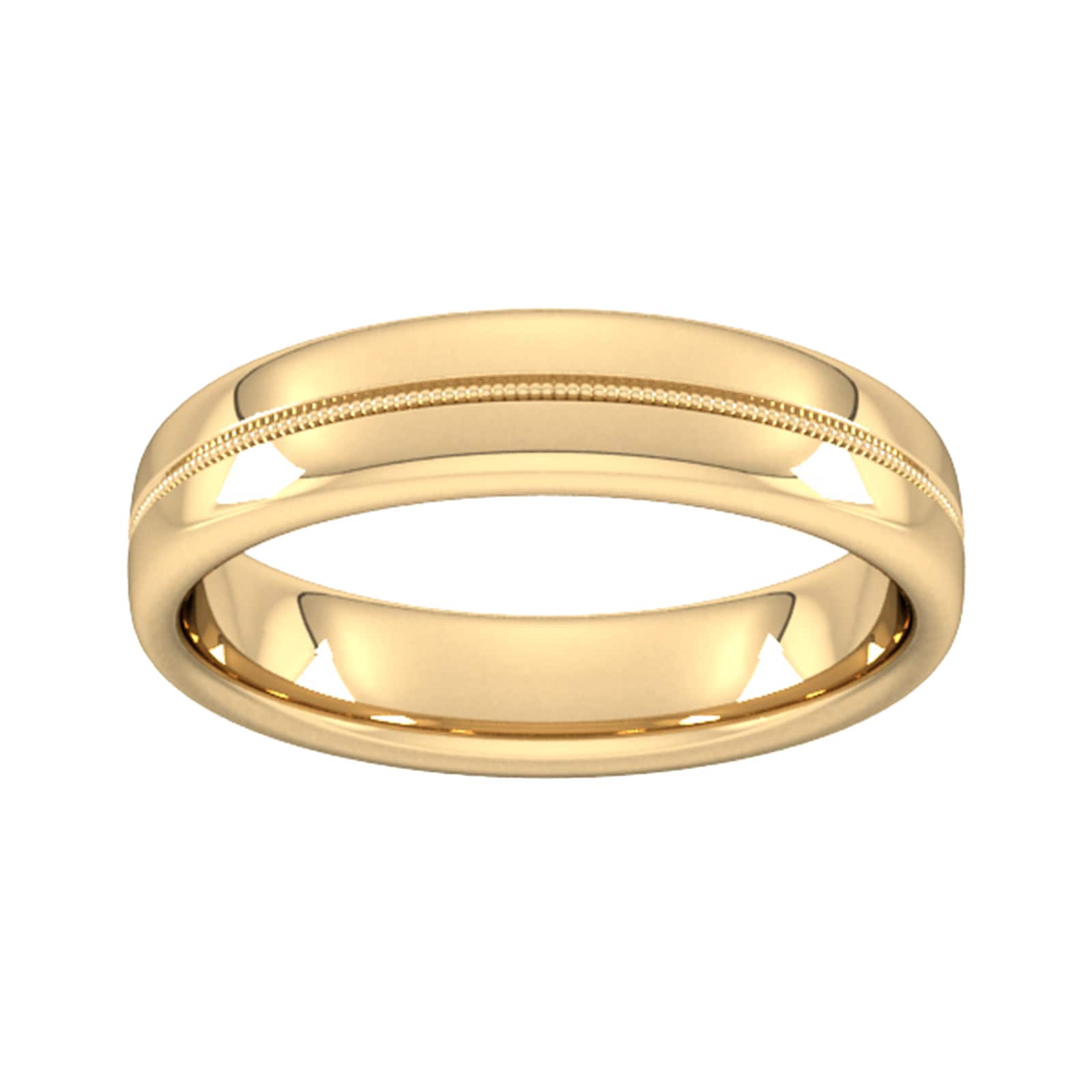 5mm Slight Court Standard Milgrain Centre Wedding Ring In 9 Carat Yellow Gold - Ring Size N
