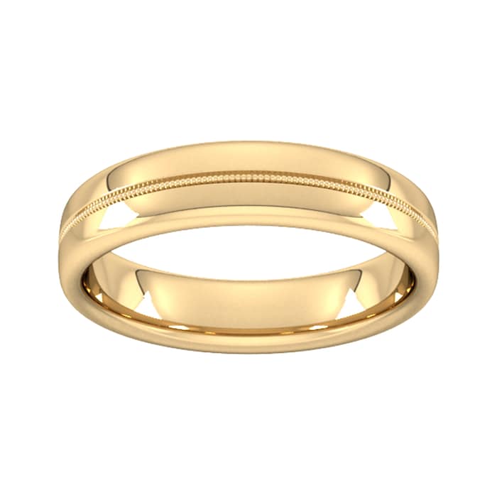 Goldsmiths 5mm Slight Court Standard Milgrain Centre Wedding Ring In 9 Carat Yellow Gold