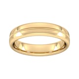 Goldsmiths 5mm Slight Court Standard Milgrain Centre Wedding Ring In 9 Carat Yellow Gold