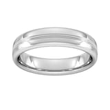 Goldsmiths 5mm Slight Court Standard Grooved Polished Finish Wedding Ring In 9 Carat White Gold