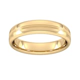 Goldsmiths 5mm Slight Court Standard Grooved Polished Finish Wedding Ring In 9 Carat Yellow Gold