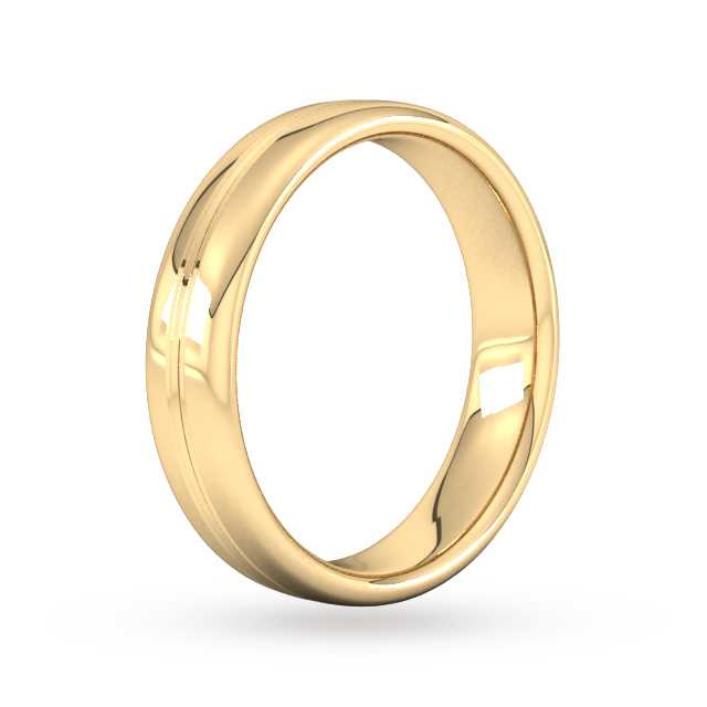Goldsmiths 5mm Slight Court Standard Grooved Polished Finish Wedding Ring In 18 Carat Yellow Gold - Ring Size Q