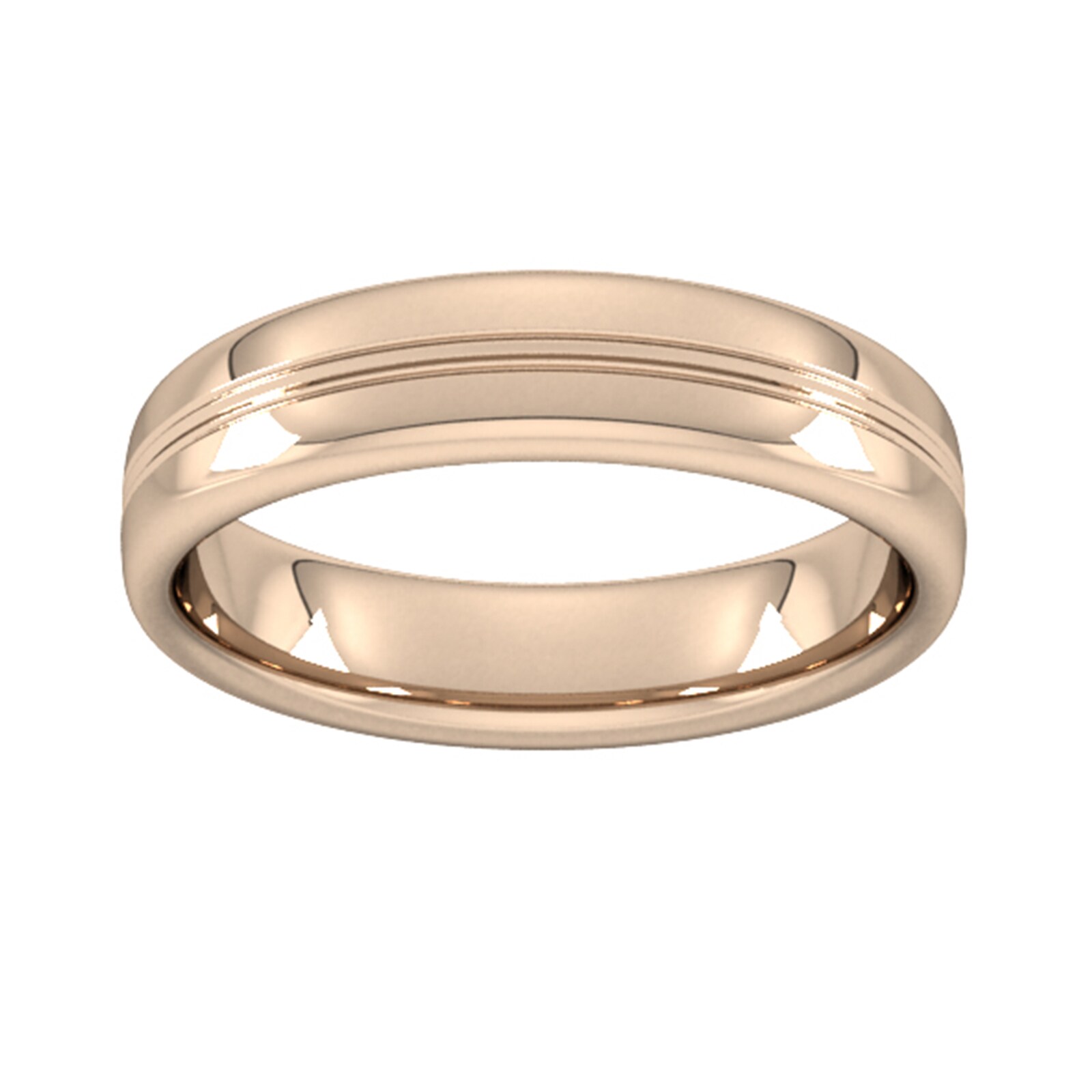 5mm Slight Court Standard Grooved Polished Finish Wedding Ring In 18 Carat Rose Gold - Ring Size I
