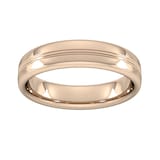 Goldsmiths 5mm Slight Court Standard Grooved Polished Finish Wedding Ring In 18 Carat Rose Gold