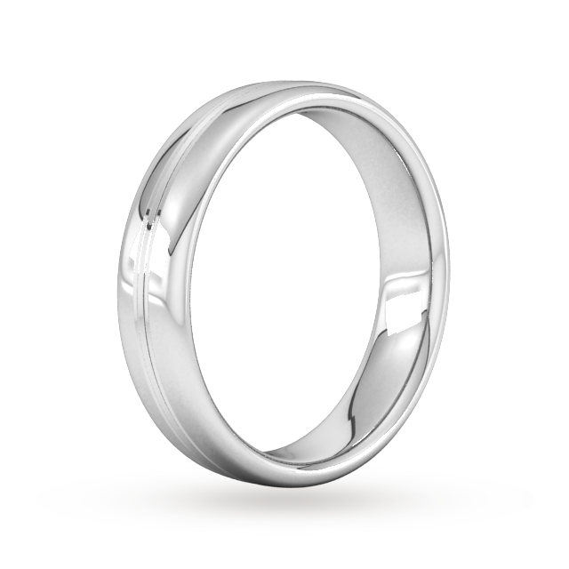 Goldsmiths 5mm Slight Court Standard Grooved Polished Finish Wedding Ring In Platinum - Ring Size O