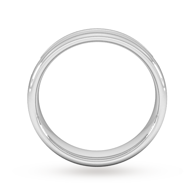 Goldsmiths 5mm Slight Court Standard Grooved Polished Finish Wedding Ring In Platinum - Ring Size M