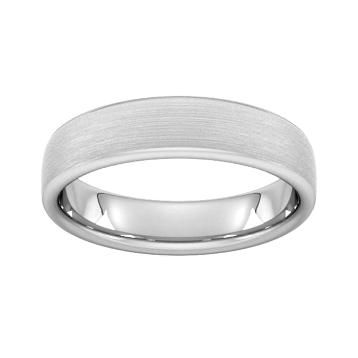 Goldsmiths 5mm Slight Court Standard Matt Finished Wedding Ring In 9 Carat White Gold - Ring Size R