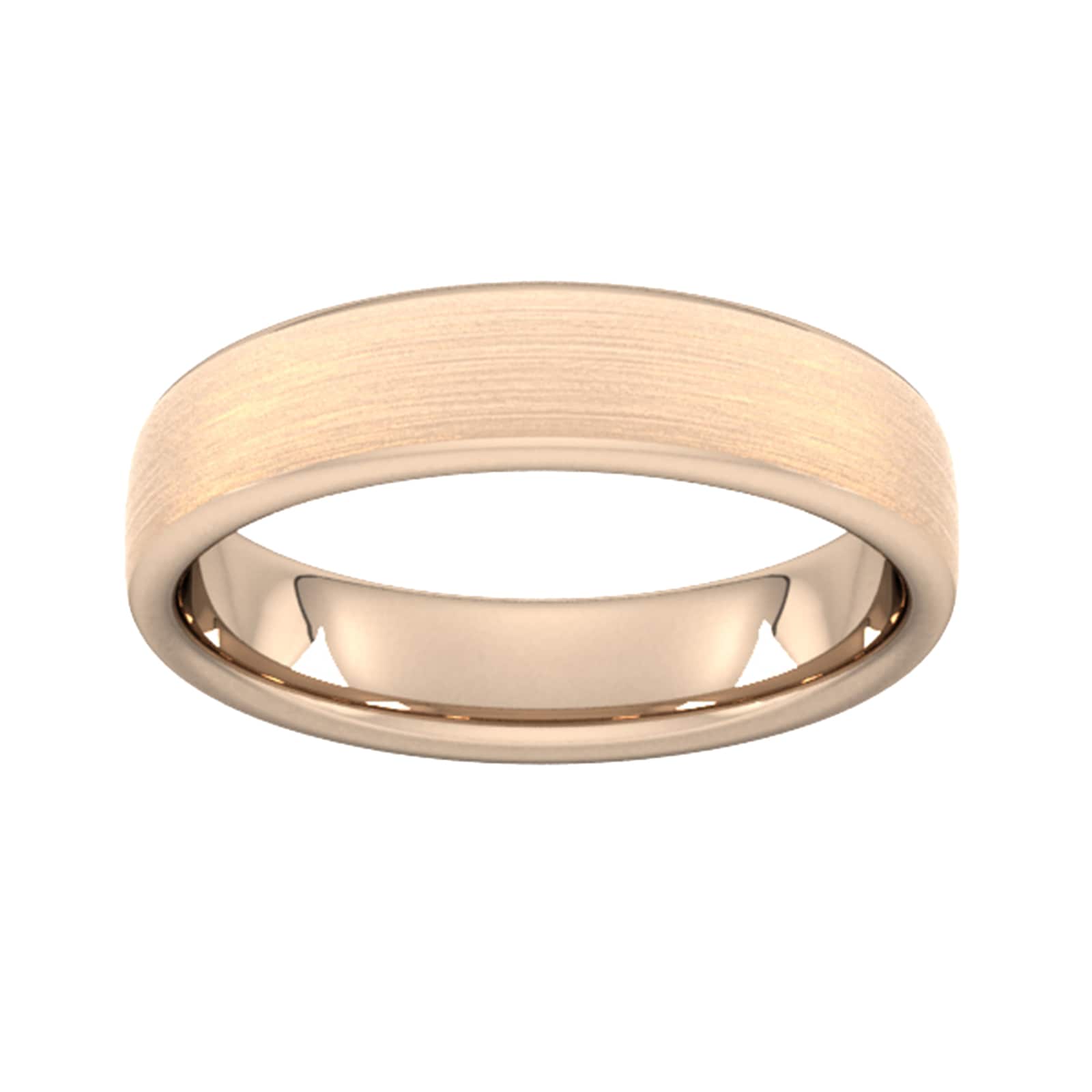 5mm Slight Court Standard Matt Finished Wedding Ring In 9 Carat Rose Gold - Ring Size U