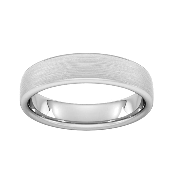Goldsmiths 5mm Slight Court Standard Matt Finished Wedding Ring In 18 Carat White Gold - Ring Size R
