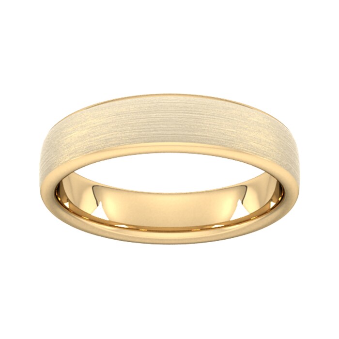 Goldsmiths 5mm Slight Court Standard Matt Finished Wedding Ring In 18 Carat Yellow Gold - Ring Size N