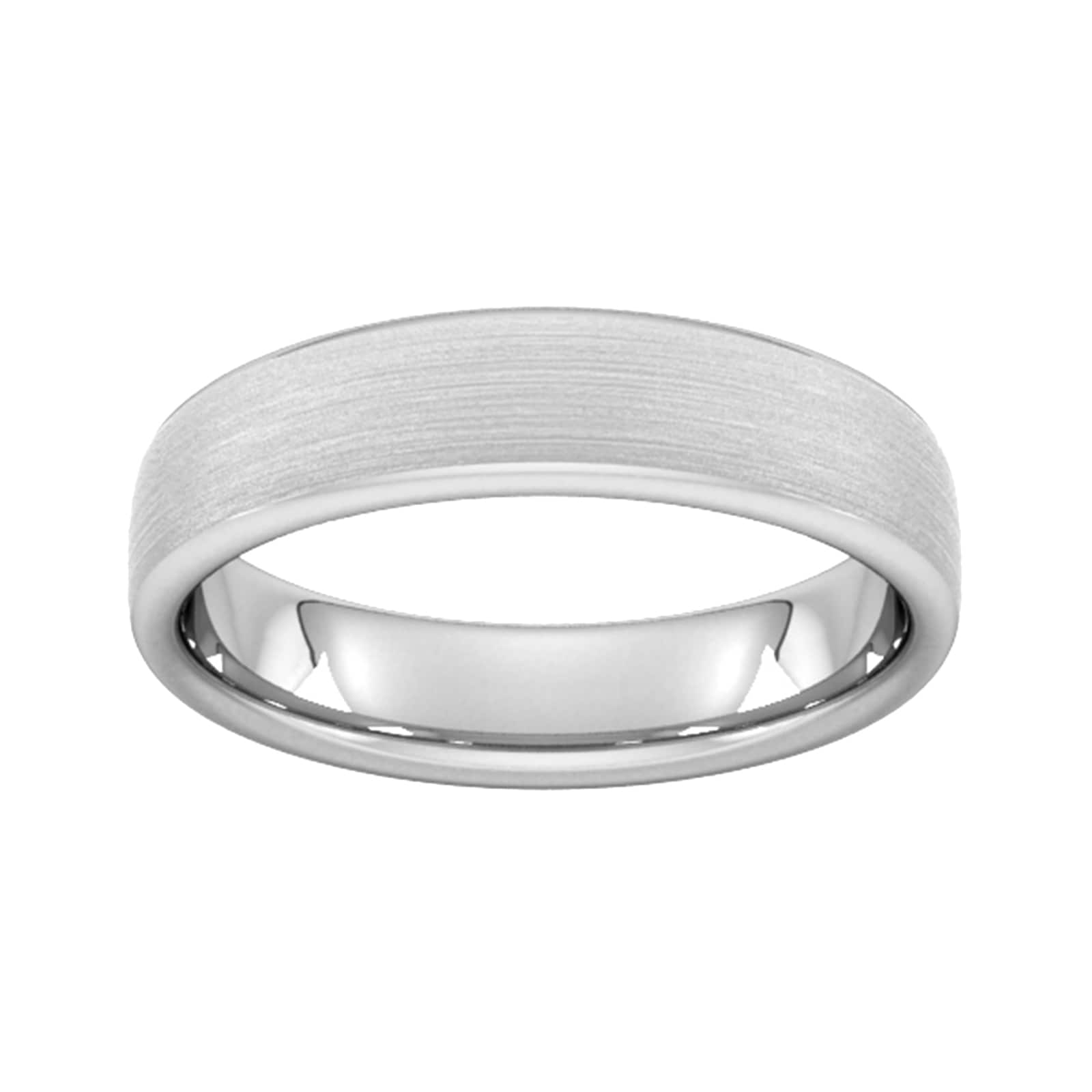 5mm Slight Court Standard Matt Finished Wedding Ring In Platinum - Ring Size U